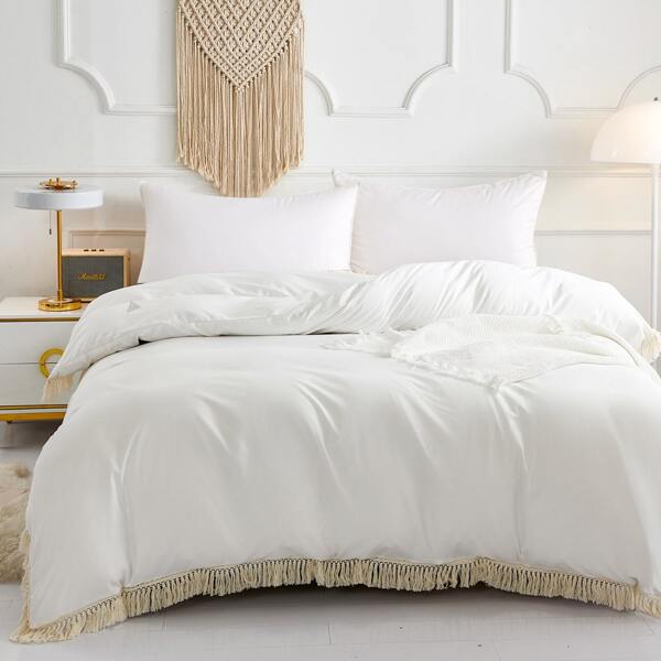 

Tassel Trim Duvet Cover Without Filler, White