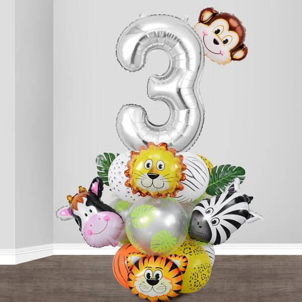 

25pcs Cartoon Animal Birthday Decoration Balloon, Multicolor