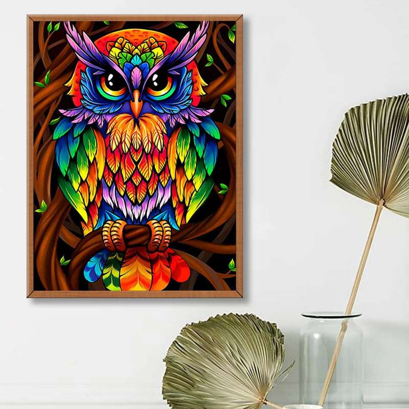 

Owl DIY Diamond Unframed Painting, Multicolor
