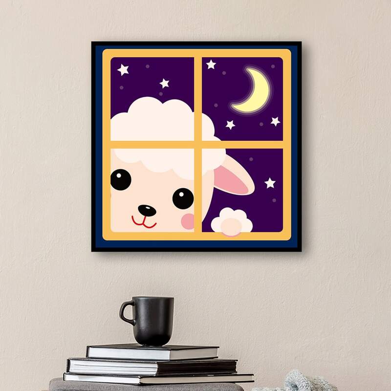 

Cartoon Sheep DIY Diamond Unframed Painting, Multicolor