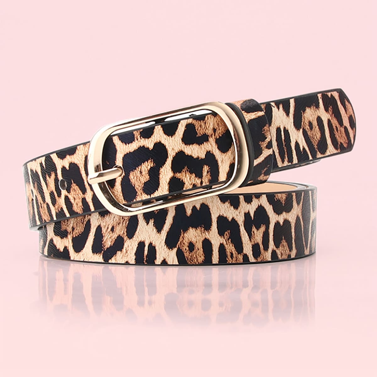 

Leopard Print Buckle Belt, Multicolor