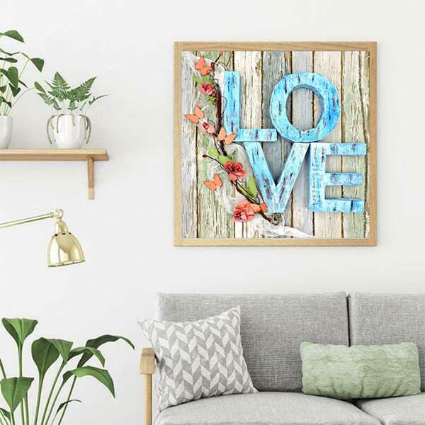 

Letter Graphic DIY Diamond Unframed Painting, Multicolor