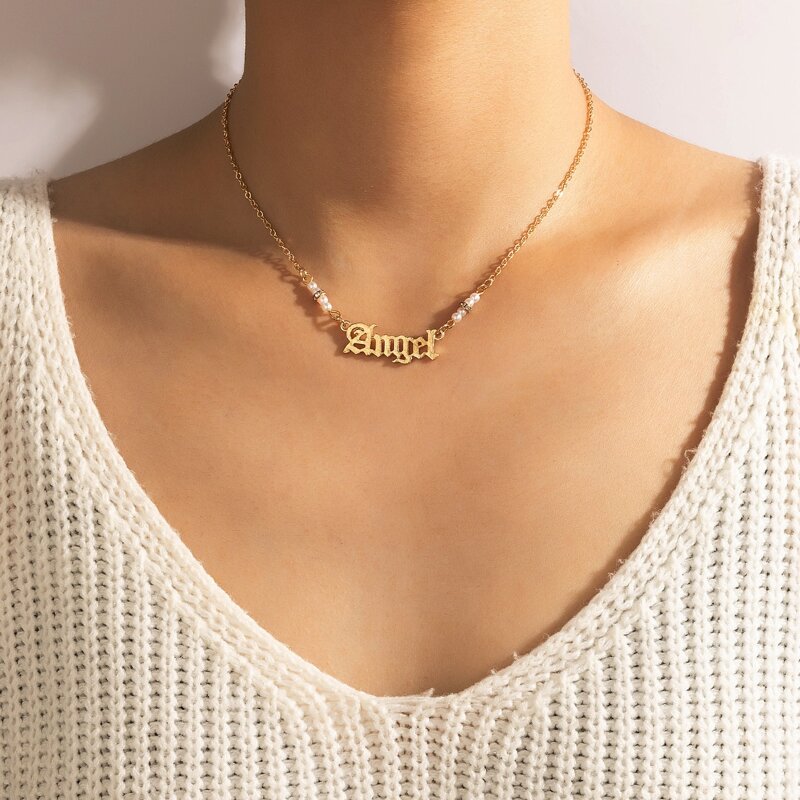 

Letter Decor Chain Necklace, Gold