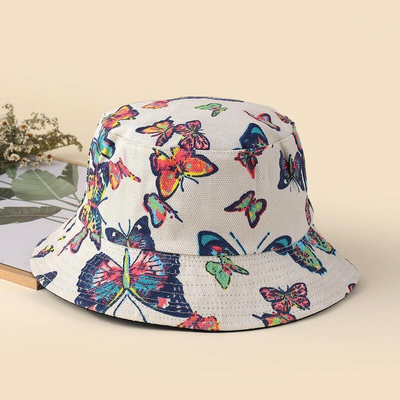 

Butterfly Print Bucket Hat, Multicolor