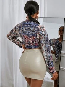 Allover Print Self Tie Top - Multicolor - View 2