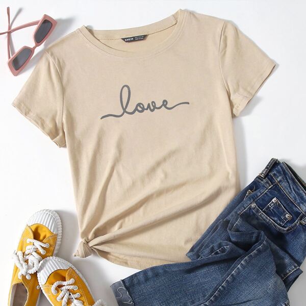 

Letter Graphic Short Sleeve Tee, Khaki