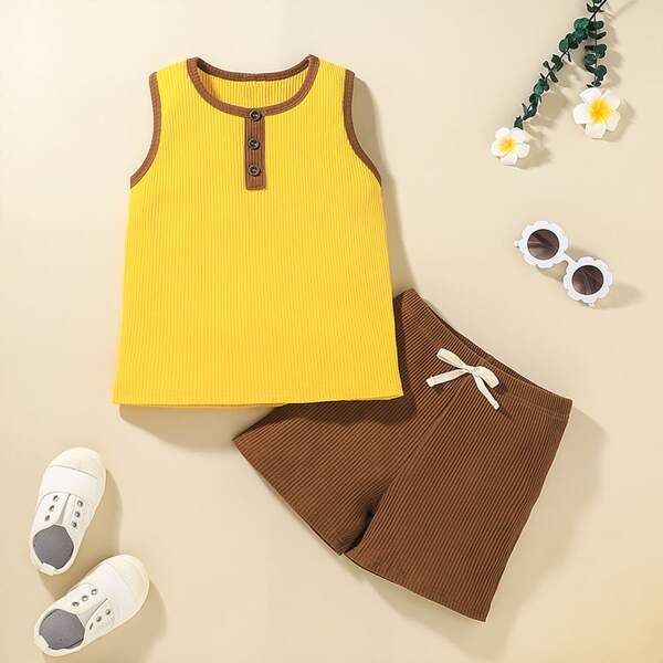

Toddler Boys Ringer Tank Top With Bow Shorts, Multicolor