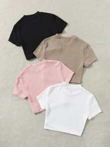 Muchica 4入組素色條紋針織T恤 - 彩色 - 查看 2