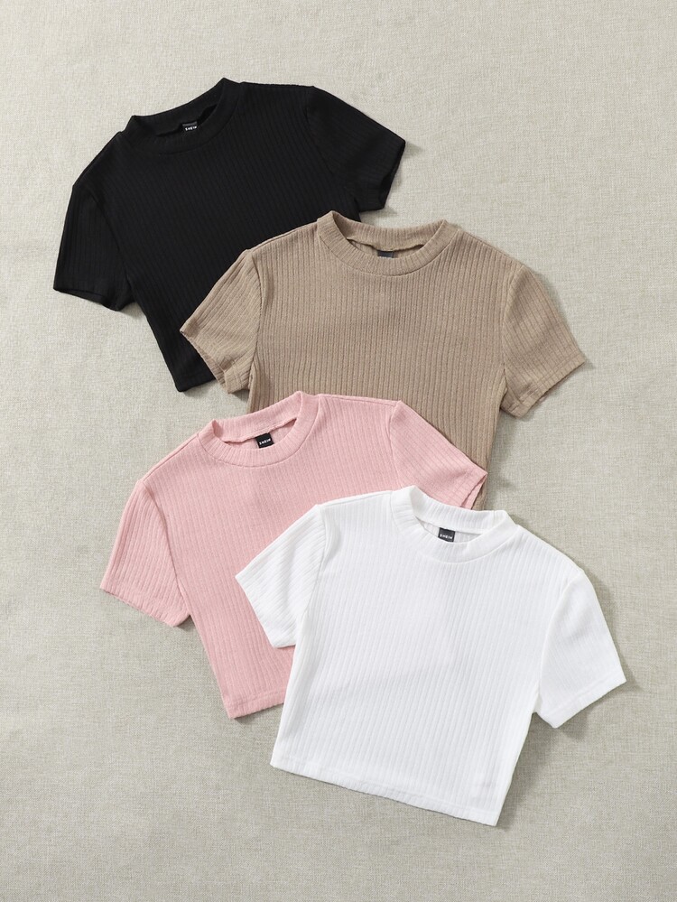 Muchica 4入組素色條紋針織T恤 - 彩色 - 查看 3