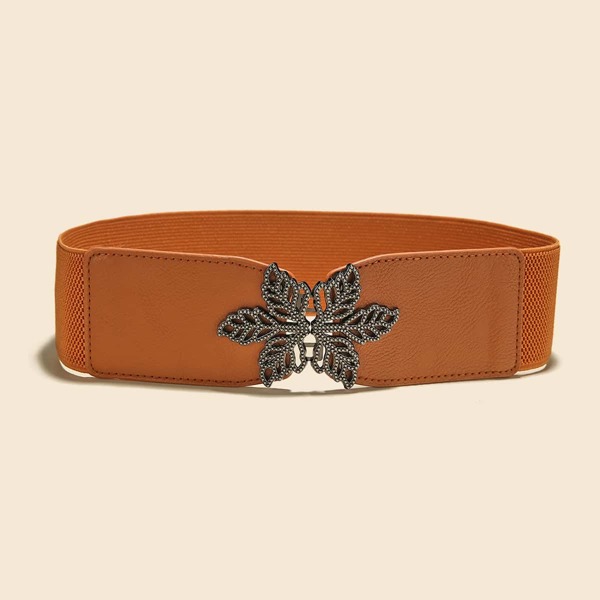 

Leaf Decor Corset Belt, Brown