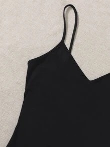 SHEIN EZwear Áo hai dây màu trơn Cơ bản - Đen và trắng - Xem 5