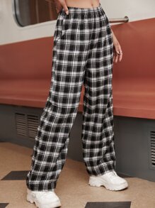 Pantalones A cuadros Casual - Blanco y Negro - Ver 5