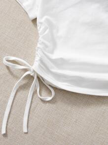 SHEIN EZwear 3 piezas Camiseta con cordón fruncido lateral - Multicolor - Ver 4