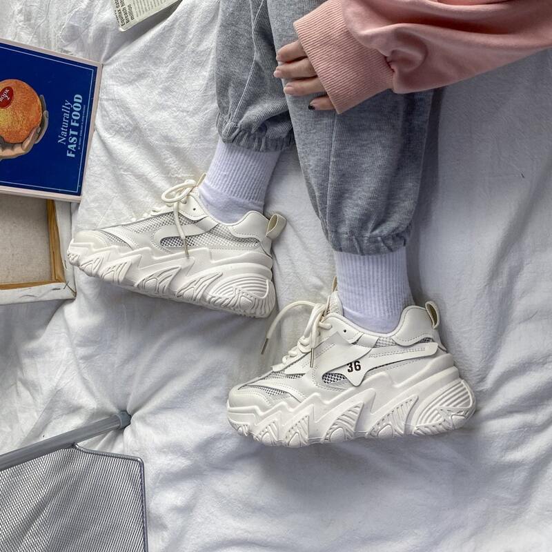 

Lace Up Front Chunky Sneakers, Beige