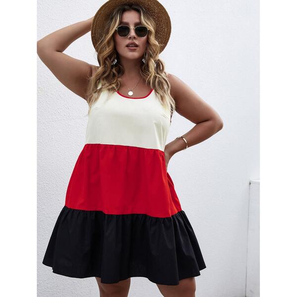 

Plus Cut And Sew Smock Dress, Multicolor