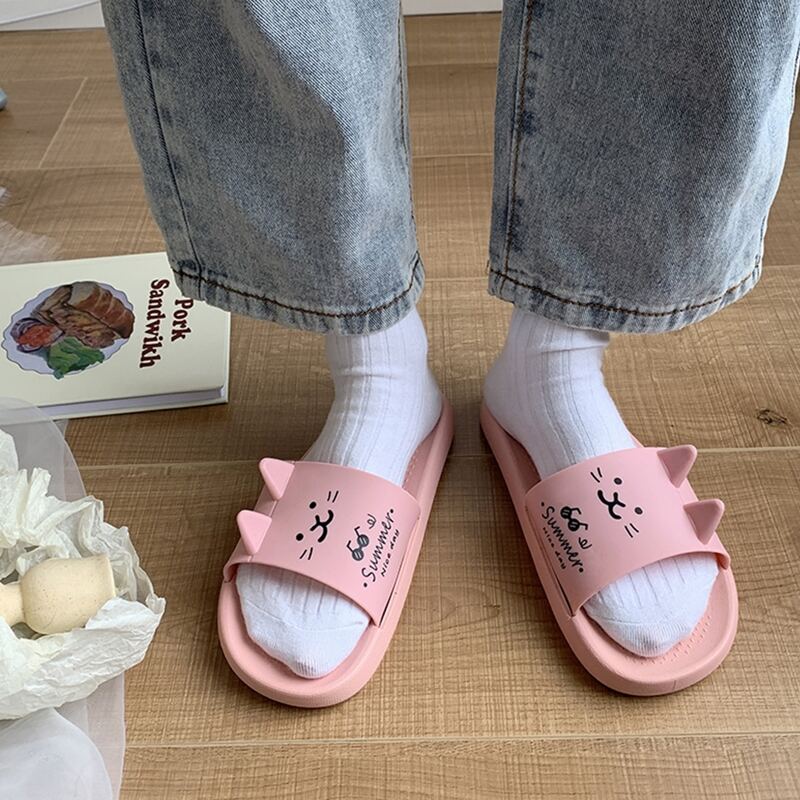 

Cartoon Open Toe Slides, Pink