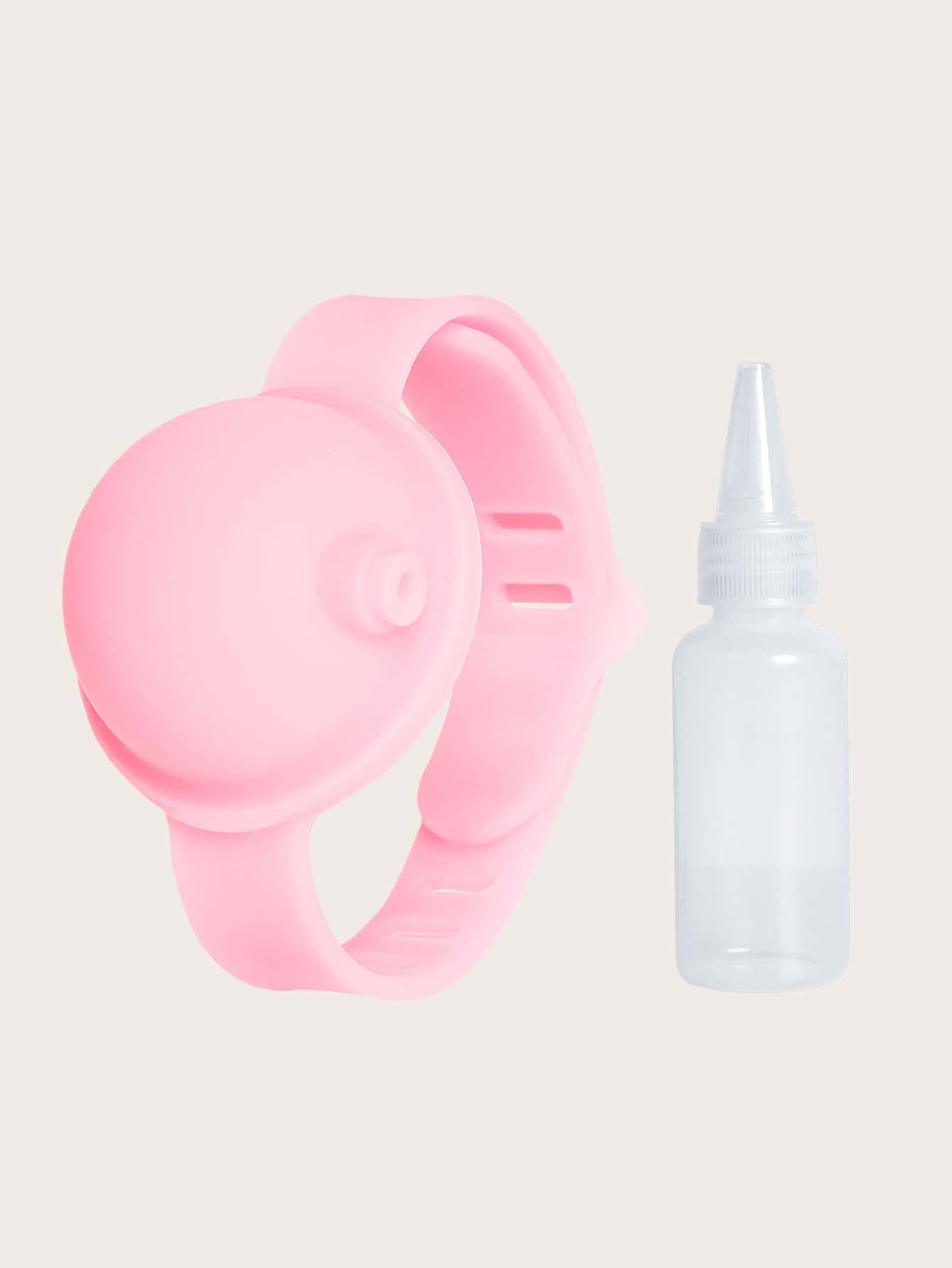 1pc Hand Sanitizer Dispenser Wristband With 1pc Bottle - Pink - View 1