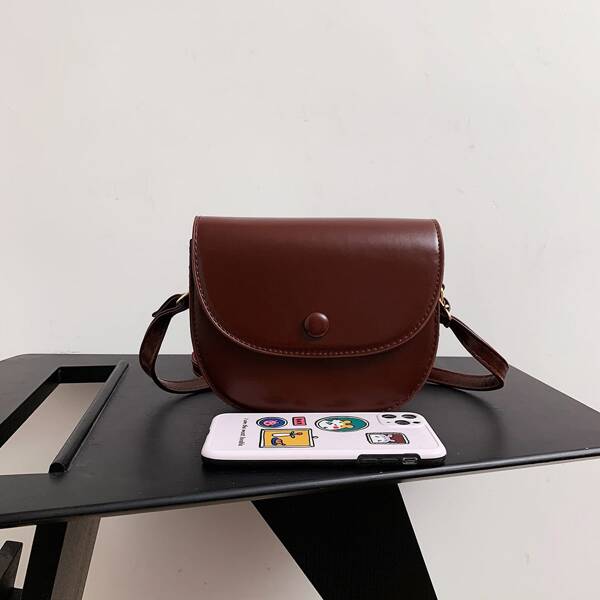 

Minimalist Flap Saddle Bag, Coffee brown