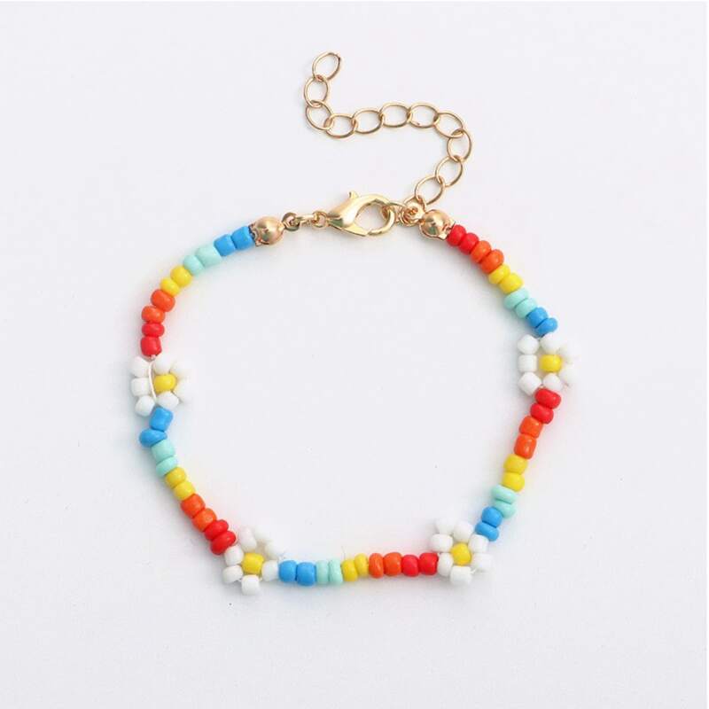 

Floral Beaded Decor Anklet, Multicolor