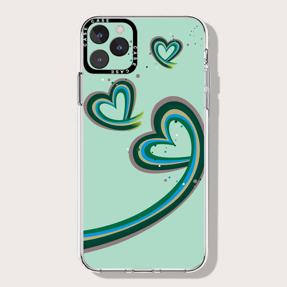 

Heart Pattern Phone Case, Green
