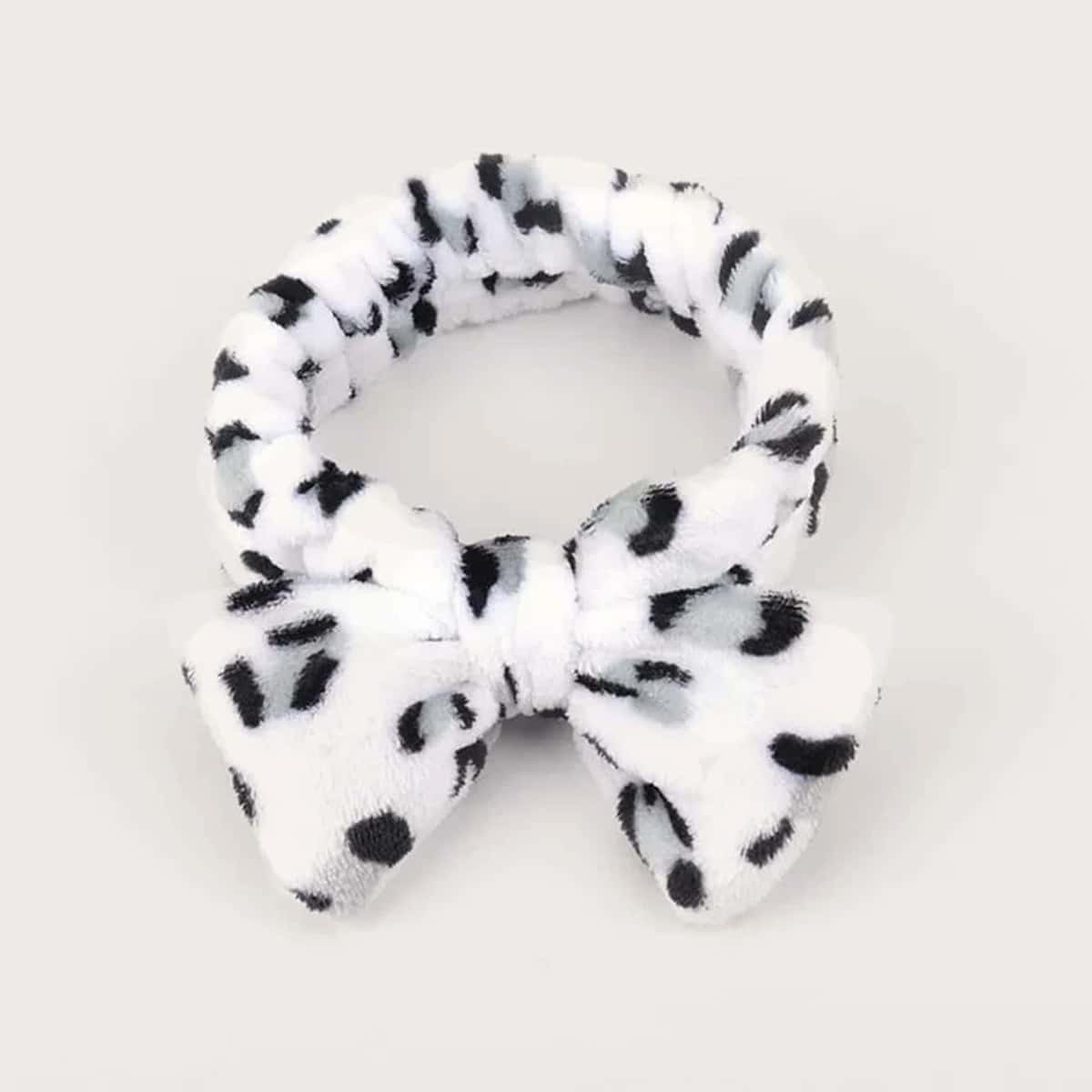 

Leopard Print Bath Headband, Black and white
