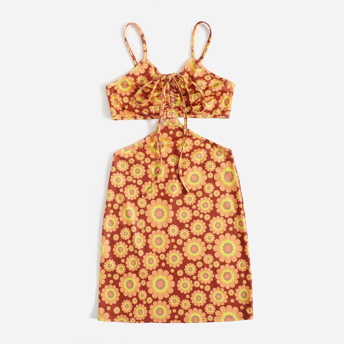 

Floral Print Cut Out Cami Dress, Multicolor