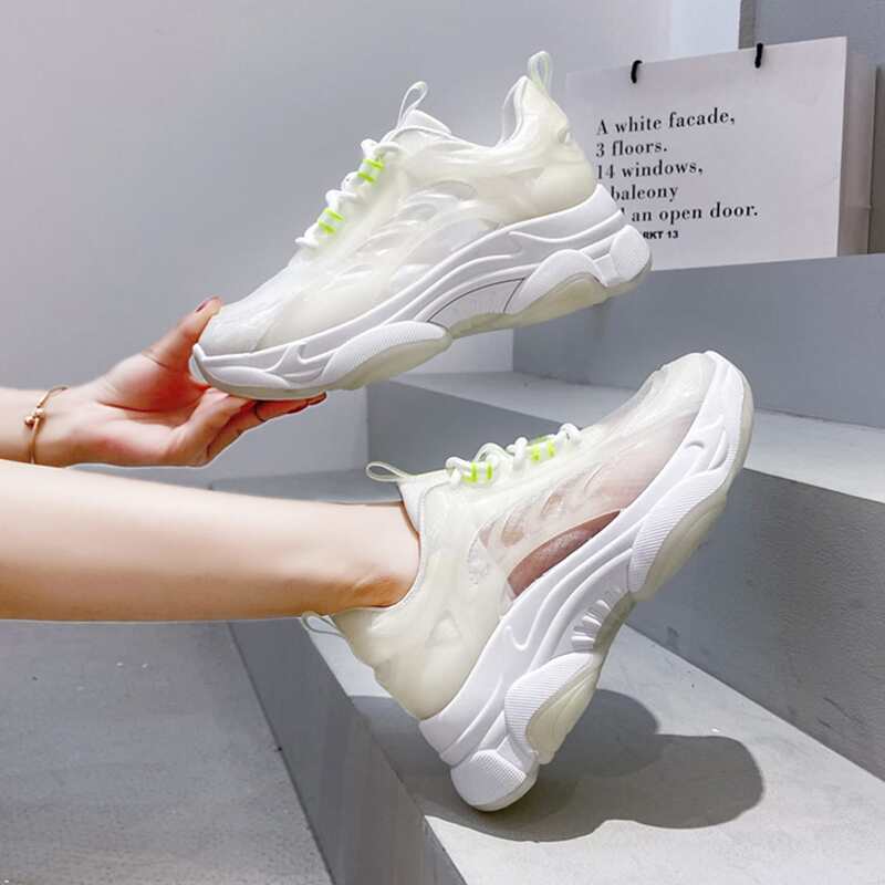 

Lace-up Front Chunky Sneakers, White