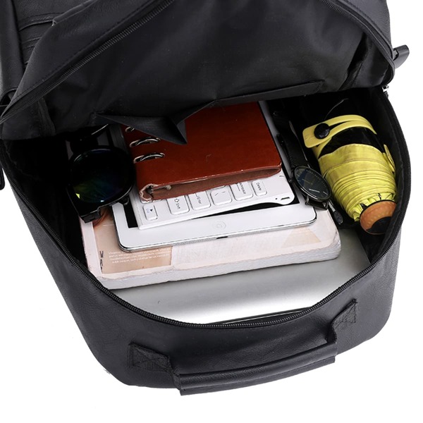 

Men Minimalist Buckle Decor Backpack, Black