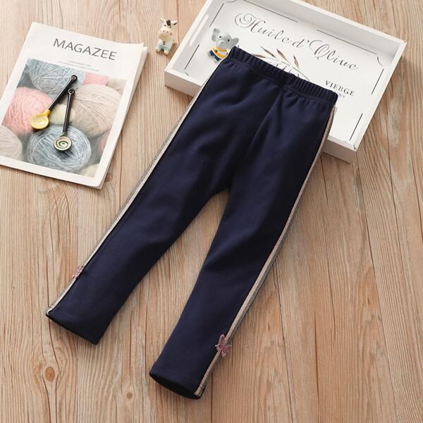 

Toddler Girls Butterfly Patched Side Striped Leggings, Navy blue