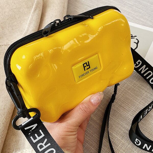 

Luggage Design Letter Patch Square Bag, Yellow