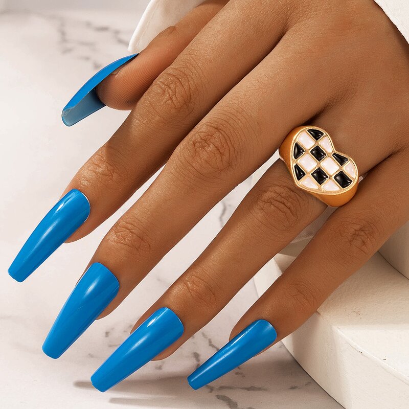 

Plaid Pattern Heart Design Ring, Gold