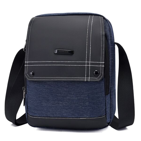 

Men Two Tone Flap Crossbody Bag, Blue