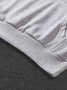 Manfinity Campus Court Aesthetic Post--Men Letter Graphic Drawstring Hoodie - Light Grey - View 4