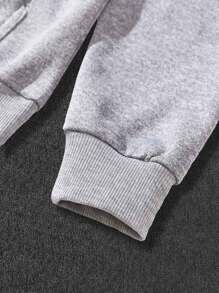 Manfinity Campus Court Aesthetic Post--Men Letter Graphic Drawstring Hoodie - Light Grey - View 3