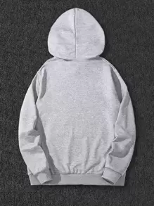 Manfinity Campus Court Aesthetic Post--Men Letter Graphic Drawstring Hoodie - Light Grey - View 2