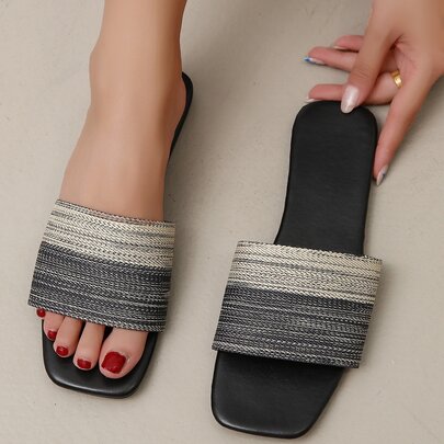 Two Tone Slide Sandals