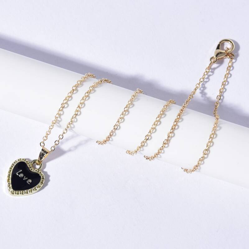 

Heart Pendant Chain Necklace, Multicolor