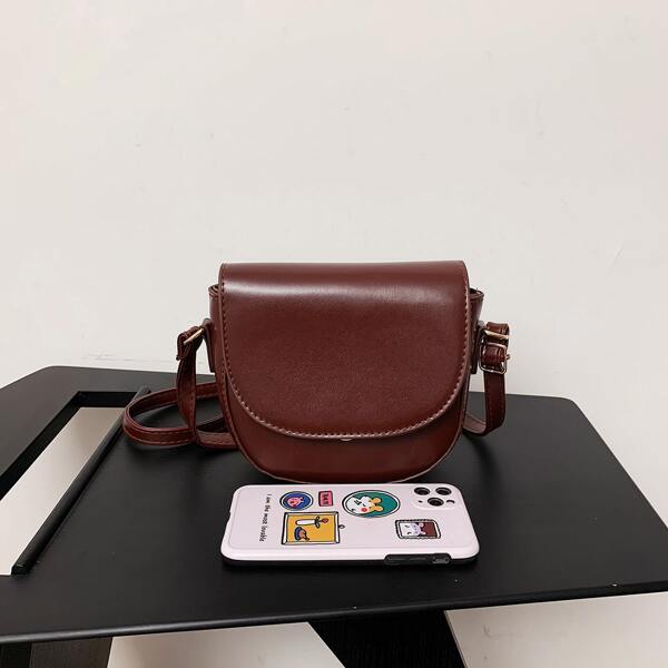 

Minimalist Flap Saddle Bag, Coffee brown