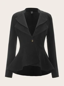 SHEIN Clasi Áo vest Nút màu trơn Thanh lịch - màu đen - Xem 1