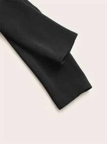 SHEIN Clasi Plus Solid Asymmetrical Flared Hem Blazer - Black - View 4