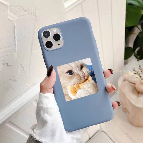 

Cat Print Phone Case, Blue