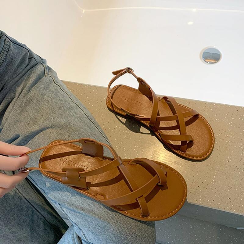 

Strappy Thong Sandals, Brown