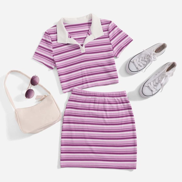 

Striped Crop Tee & Bodycon Skirt, Multicolor
