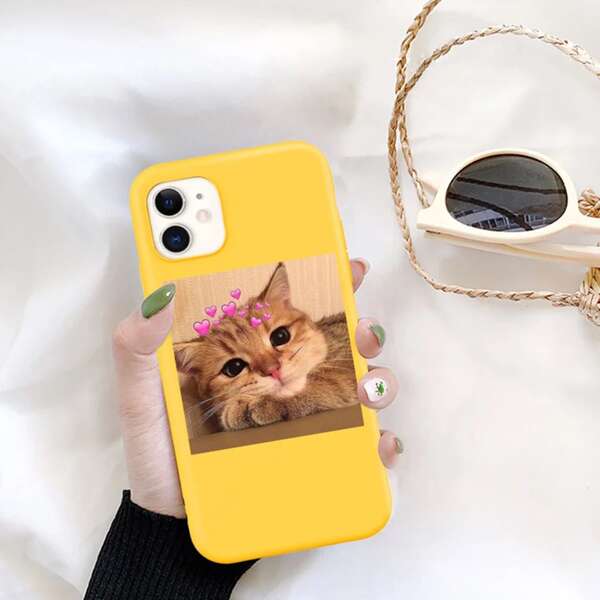 

Cat Print Phone Case, Yellow