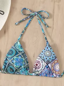 SHEIN Swim Summer Beach Mandala Bikini Set Triangle Bra & Thong Bottom 2 Piece Western Bathing Suit - Multicolor - View 4