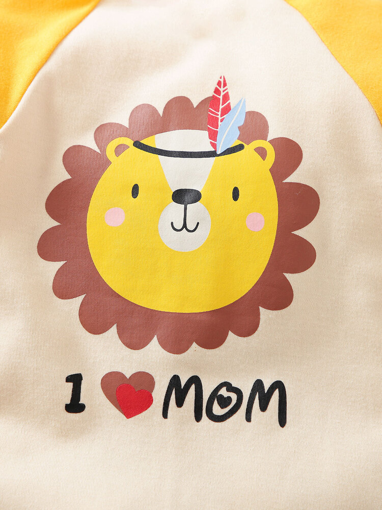 Yierying Bebé niño Jumpsuit con estampado de dibujos animados y letra con botón - Multicolor - Añade 3