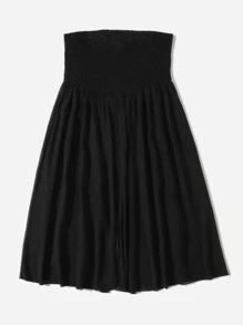 Plus Shirred Bodice Bandeau Dress - Black - View 2