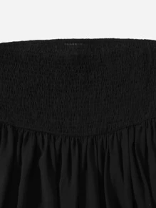 Plus Shirred Bodice Bandeau Dress - Black - View 5