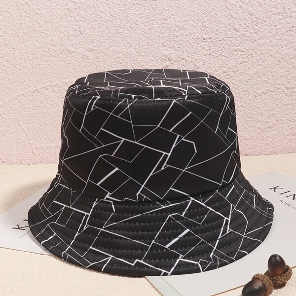 

Geometric Pattern Bucket Hat, Black