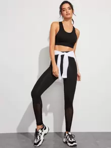 Medium Support  Peekaboo Back Sports Bra - Black - View 3